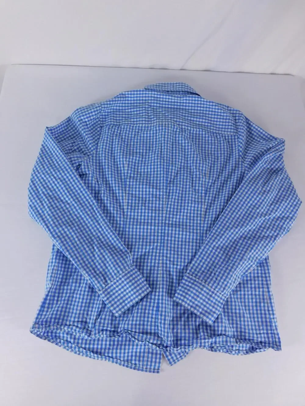 Vineyard Vines Shirt Boys 12 Blue Gingham Long Sleeve Button Down Logo